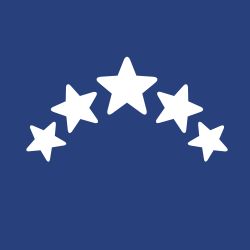 A curved row of five white stars on a blue background representing trusted, patient‑focused care.